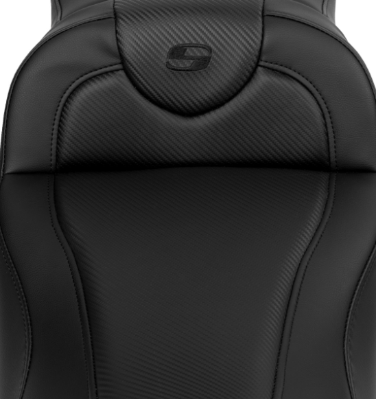 Saddlemen Roadsofa™ Carbon Fiber Seat Black Stitch Backrest - 808-07B-186B0 For Harley Touring 2008-2023