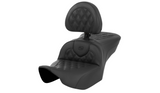 Saddlemen Roadsofa™ Lattice Stitch Seat With Backrest Black - 823-07-182BR For Harley Touring 2023-2026