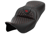 Saddlemen Honeycomb Roadsofa™ Seat Honeycomb Red Stitch Without Backrest - 808-07B-18904 For Harley Touring 2008-2025