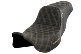 Saddlemen Pro Series SDC Performance Grip Seat Without Backrest Gold Stitch - SC80807GOL For Harley Touring 2008-2024