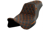 Saddlemen Pro Series SDC Performance Grip Seat Without Backrest Orange Stitch - SC80807ORA For Harley Touring 2008-2024