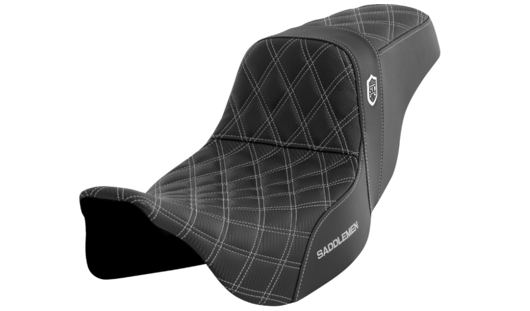 Saddlemen Pro Series SDC Performance Grip Seat Without Backrest Silver Stitch - SC80807SIL For Harley Touring 2008-2024