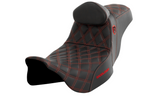 Saddlemen Pro Series SDC Performance Grip Seat With Backrest Red Stitch - SC80807REDRT For Harley Touring 2008-2024