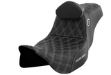 Saddlemen Pro Series SDC Performance Grip Seat With Backrest Silver Stitch - SC80807SILRT For Harley Touring 2008-2024