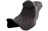Saddlemen Pro Series SDC Performance Grip Seat With Backrest Wine Berry Stitch - SC80807WINRT For Harley Touring 2008-2023
