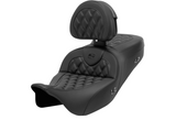 SADDLEMEN 0801-1695 808-07CF-182RHC Roadsofa™ Seat HEATED with Backrest - Lattice Black Stitch - Carbon Fiber - FL 08-23