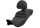 Saddlemen Roadsofa™ Seat With Backrest Lattice Stitch Carbon Fiber - 808-07B-207B0 For Harley Touring 2008-2024