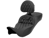 Saddlemen Roadsofa™ Seat With Backrest Lattice Stitch Carbon Fiber - 808-07B-207C0 For Harley Touring 2008-2023