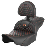 Saddlemen Honeycomb Roadsofa™ Seat With Backrest Honeycomb Orange Stitch - 823-07-189B3 For Harley Touring 2023-2026