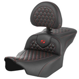 Saddlemen Honeycomb Roadsofa™ Seat With Backrest Honeycomb Red Stitch - 823-07-189B4 For Harley Touring 2023-2026