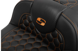 Saddlemen Roadsofa™ Extended Reach Seat With Backrest Honeycomb Orange Stitch - 823-07-190B3 For Harley Touring 2023-2026