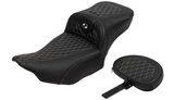 Saddlemen Roadsofa™ Extended Reach Seat With Backrest Honeycomb Silver Stitch - 823-07-190B5 For Harley Touring 2023-2026