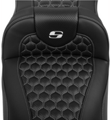 Saddlemen Roadsofa™ Extended Reach Seat With Backrest Honeycomb Silver Stitch - 823-07-190B5 For Harley Touring 2023-2026