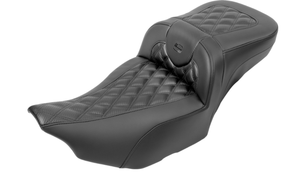 Saddlemen Roadsofa™ Extended Reach Seat Without Backrest Carbon Fiber Lattice Stitch - 823-07-20700 For Harley Touring 2023-2026