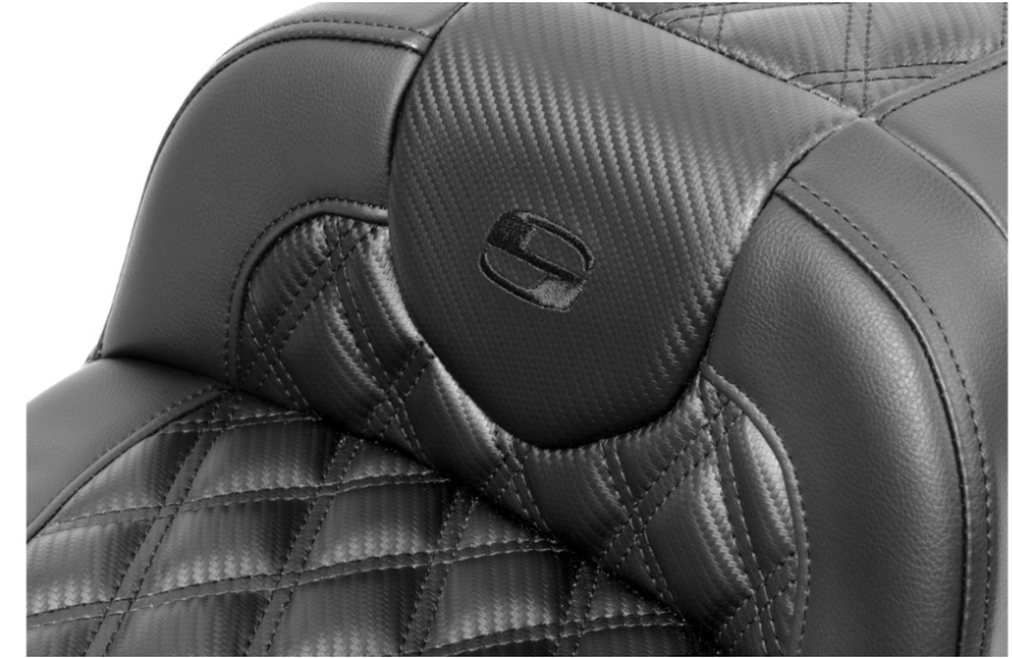 Saddlemen Roadsofa™ Extended Reach Seat Without Backrest Carbon Fiber Lattice Stitch - 823-07-20700 For Harley Touring 2023-2026