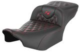 Saddlemen Roadsofa™ Extended Reach Seat Without Backrest Lattice Stitch Red Stitch - 823-07-20704 For Harley Touring 2023-2026
