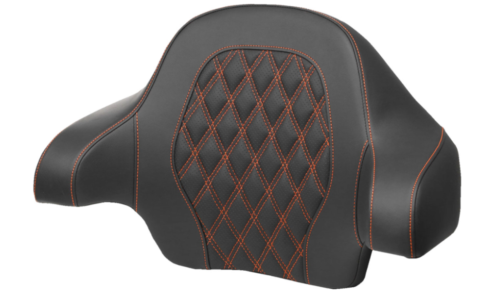 Saddlemen Tour Pak® Backrest Pad Lattice Stitch Orange Stitch - 814-07-15003 For Harley Touring 2014-2026