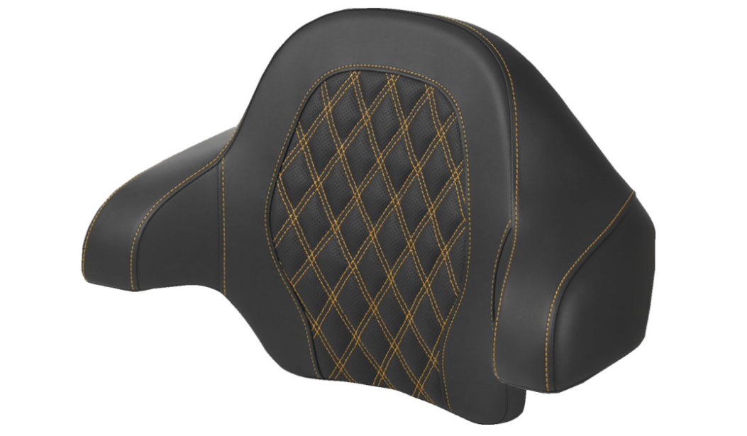 Saddlemen Tour Pak® Backrest Pad Lattice Stitch Gold Stitch - 814-07-15007 For Harley Touring 2014-2026