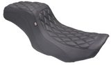 Mustang Double Diamond Squareback Seat Black Stitch - 88415 For Harley Touring 2023-2026