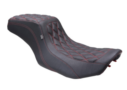 Mustang Double Diamond Squareback Seat Black Cherry Stitch - 88415DC For Harley Touring 2023-2026