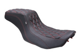Mustang Double Diamond Squareback Seat Black Cherry Stitch - 88415DC For Harley Touring 2023-2026