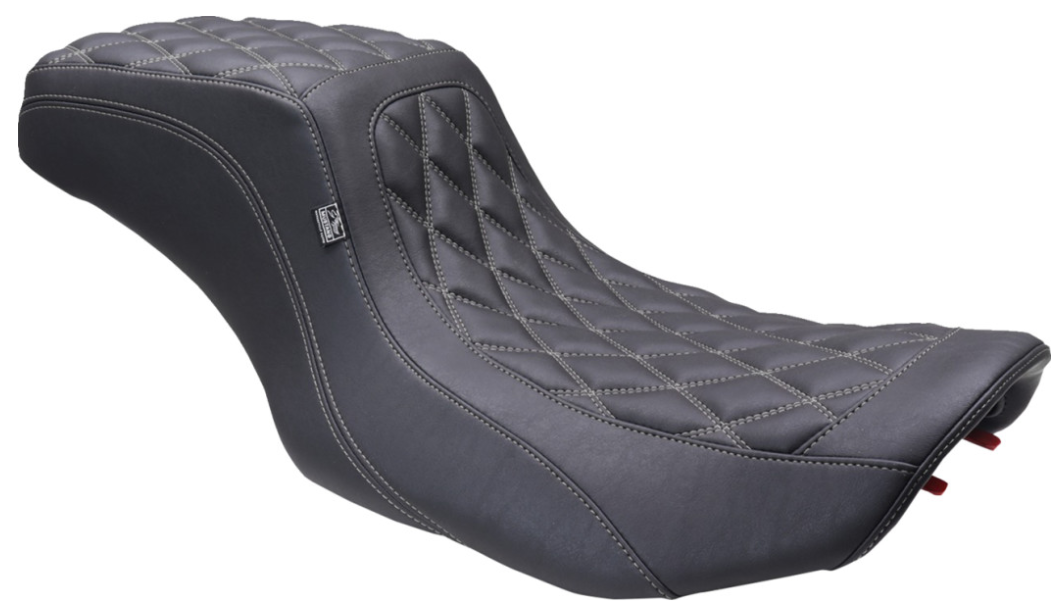 Mustang Double Diamond Squareback Seat Gunmetal Stitch - 88415GM For Harley Touring 2023-2026