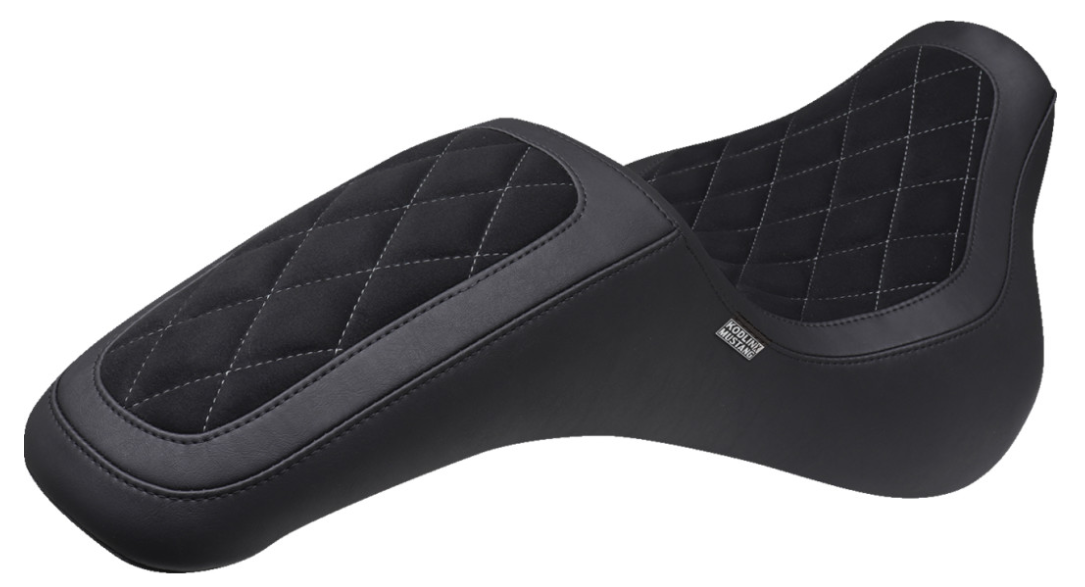 Mustang Kodlin Signature Series Fastback™ Seat Vinyl Alcantara® Diamond Stitch With Gun Metal Thread FX - 76321GM For Harley Softail 2018-2025