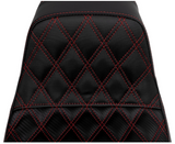 SADDLEMEN 0803-0728 SC80604RED Pro Series SDC Performance Grip Seat- Carbon Fiber/Lumbar Gripper - Red Stitch - Dyna '06-'17