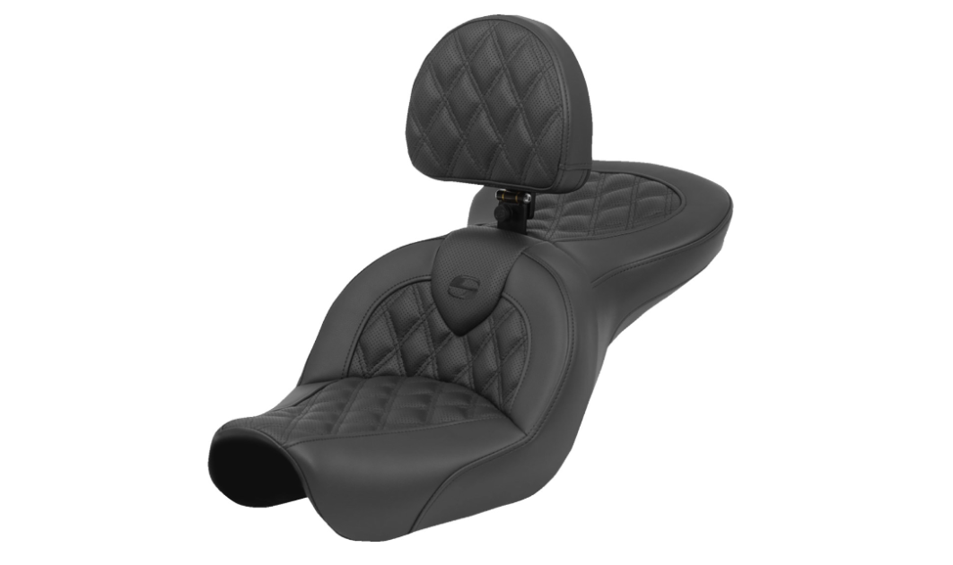 Saddlemen Roadsofa™ Lattice Stitch Seat With Backrest - 804-04-182BR For Harley Dyna 2004-2005