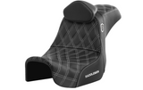 Saddlemen Pro Series SDC Performance Grip Seat With Backrest White Stitch - SC80604WHIRT For Harley Motorcycles 2006-2017