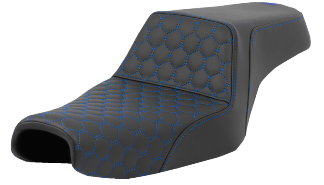 Saddlemen Honeycomb Step-Up Seat Honeycomb Blue Stitching 3.3 Gal Tank - 807-11-17701 For Harley Sportster 2004-2022 (3.3G Tank)