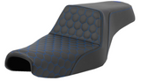 Saddlemen Honeycomb Step-Up Seat Honeycomb Blue Stitching 3.3 Gal Tank - 807-11-17701 For Harley Sportster 2004-2022 (3.3G Tank)