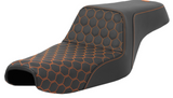 Saddlemen Honeycomb Step-Up Seat Honeycomb Orange Stitching 3.3 Gal Tank - 807-11-17703 For Harley Sportster 2004-2022 (3.3G Tank)