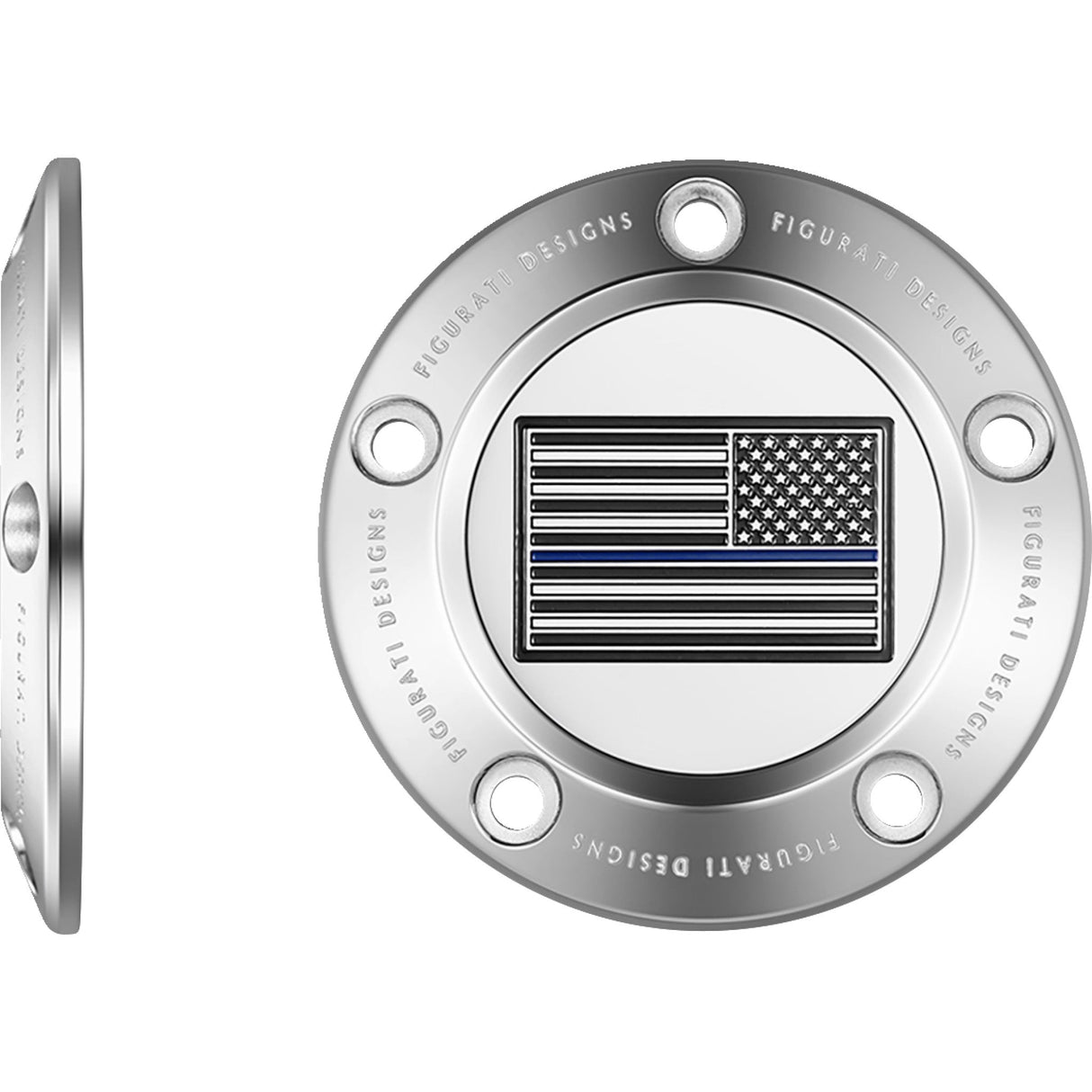 FIGURATI DESIGNS 0940-2096 FD70-TC-5H-SS Timing Cover 5 hole - blue line american flag - stainless steel