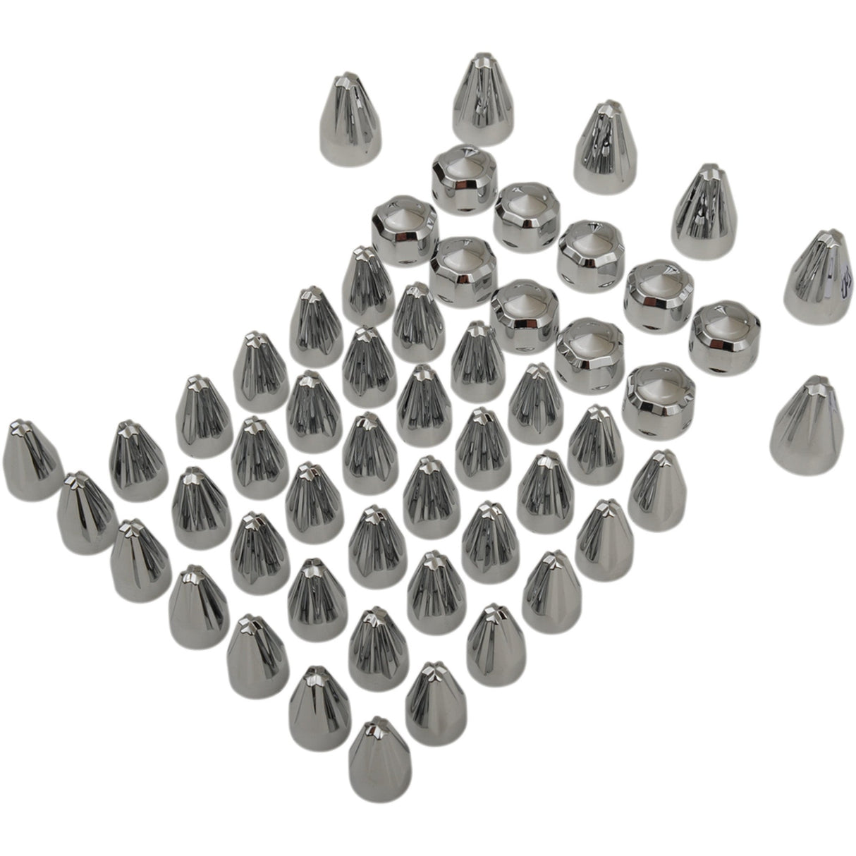 CIRO 2404-0844 70023 Engine Bolt Cover Caps - Engine/Bolt/Cover - Fluted/Spike - Chrome - M8