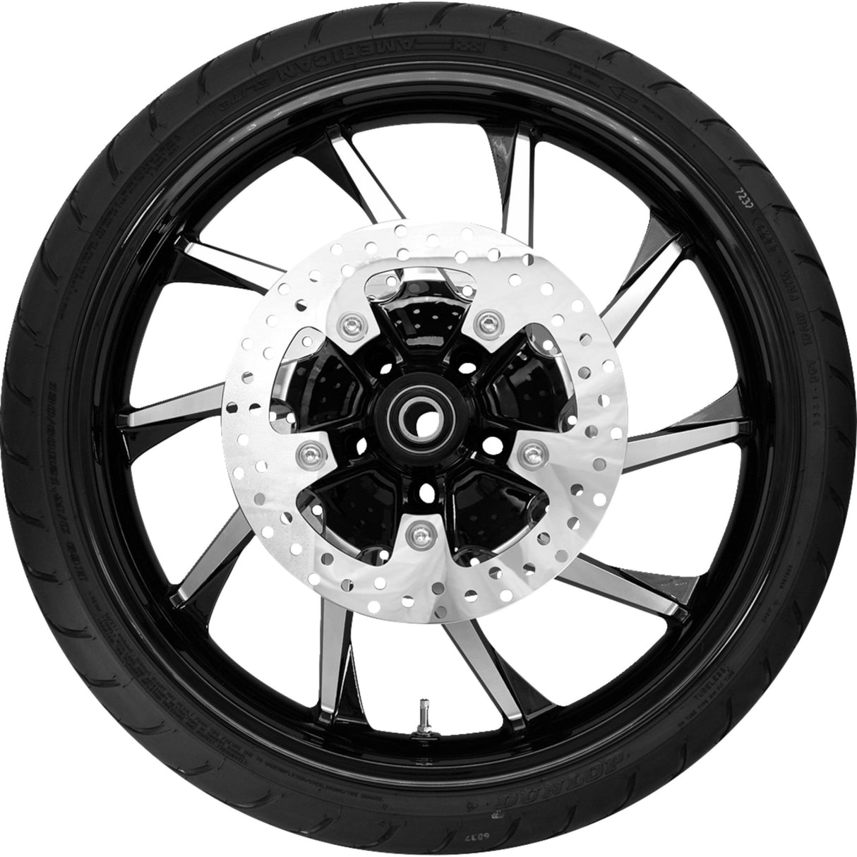 COASTAL MOTO 0335-0020 PKG-HUR213BC-ABST Hurricane Wheel/Rotors/Tire Combination - Hurricane Front Wheel - Black Cut (21") | Rotors (11.8") | Dunlop Tire (130/60B21)