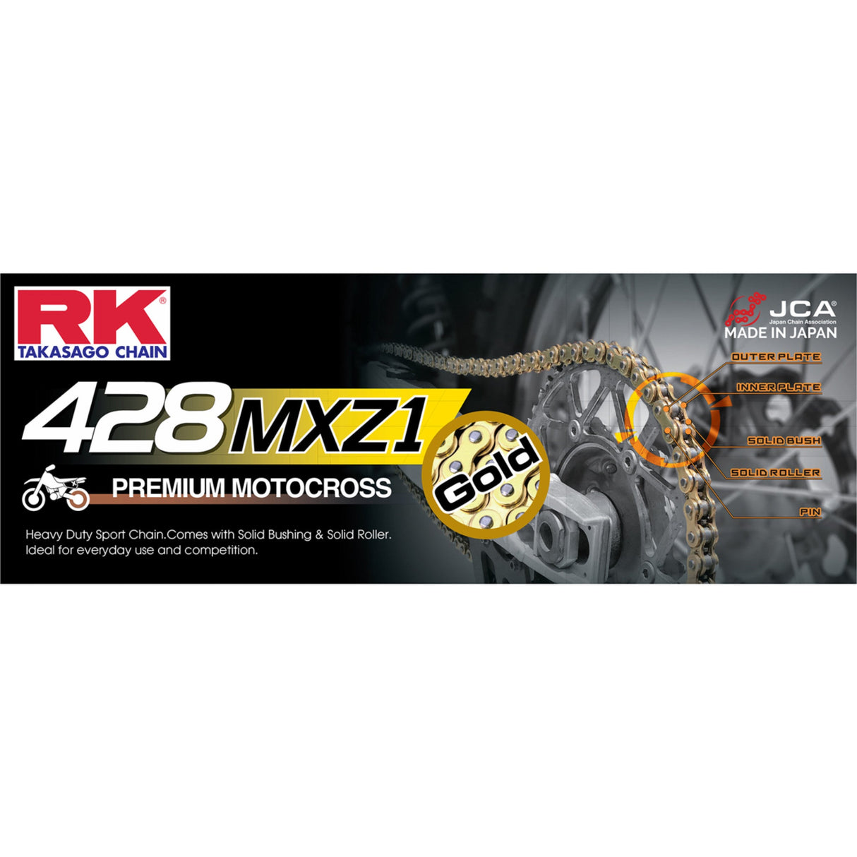 RK 428 MXZ1 Chain Drive Chain 118 Links Gold - GB428MXZ1-118