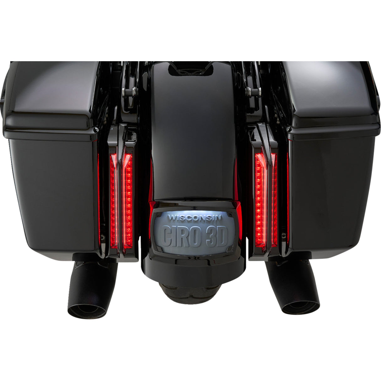 Ciro Filler Panel Tail Lights Red Lens Black - 42053 For Harley Touring 2023-2026