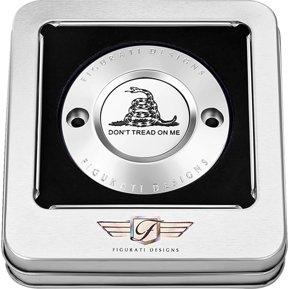 FIGURATI DESIGNS 0940-2070 FD40-TC-2H-SS Timing Cover 2 hole - don't tread on me - stainless steel