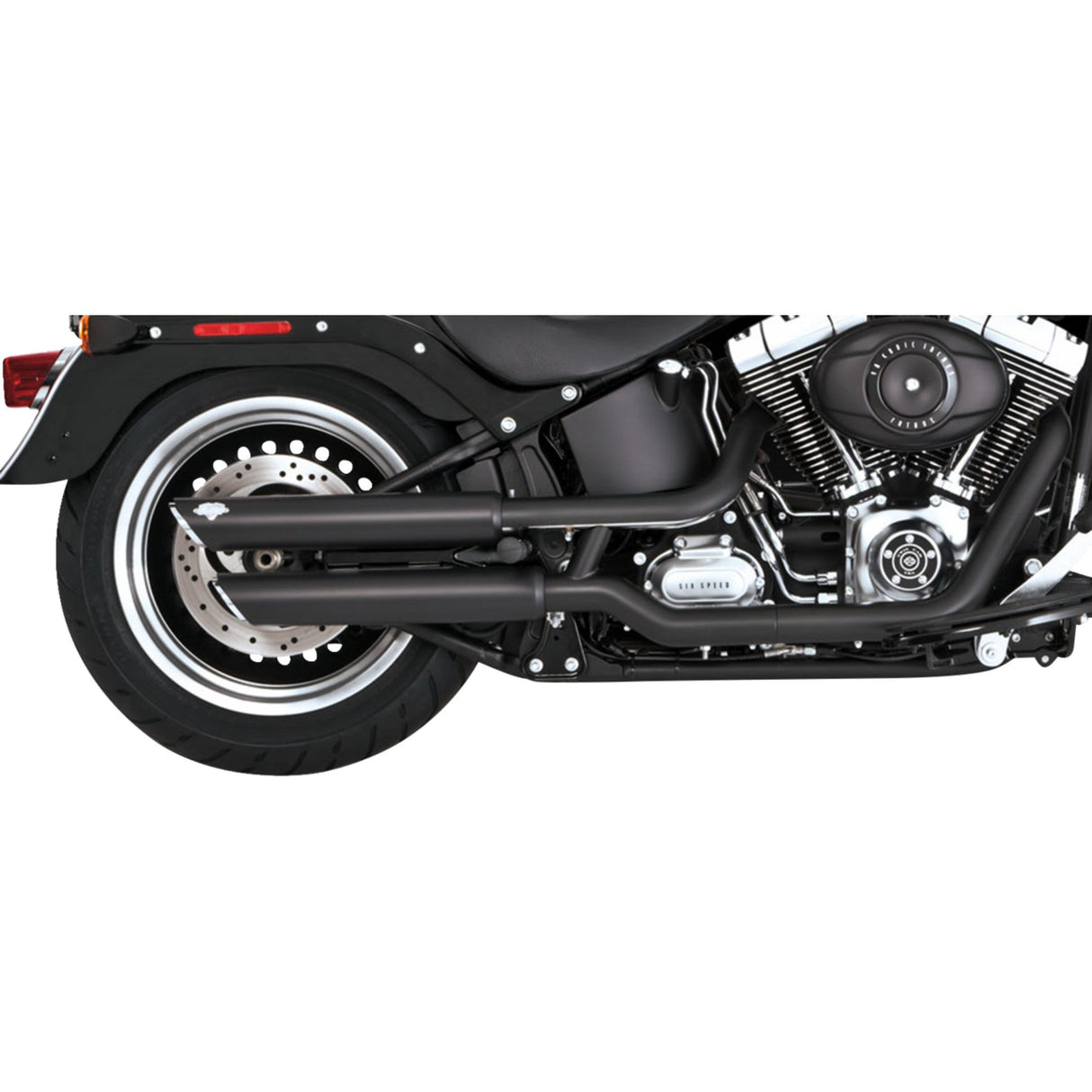 Vance & Hines 3" Twin Slash Slip-On Mufflers Black - 46343 For Harley Softail 2010-2017