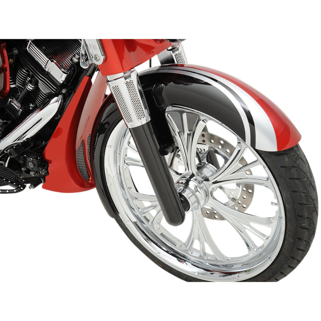 Arlen Ness Hot Legs Fork Leg — Smooth Black Anodized Custom Single Disc Smooth - 40-511 For Harley Touring 2014-2025