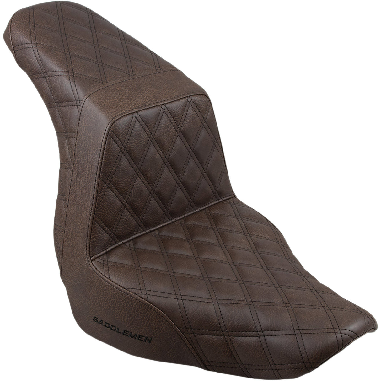 Saddlemen Step-Up Seat — Full Lattice Stitch Brown - 818-29-175BR For Harley Softail 2018-2026