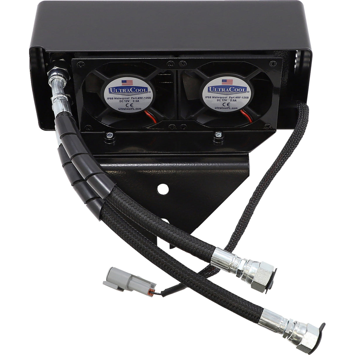ULTRACOOL 0713-0263 DY-1GSS Below Regulator Mount Oil Cooler Kit with Fan for S&S T Series Engines Oil Cooler Kit - Gloss Black - Dyna