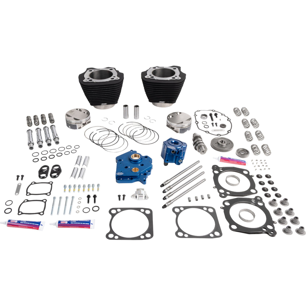 S&S CYCLE 0904-0224 310-1392A 132" Power Package Performance Kit Power Package - Oil Cooled - 496 Gear Drive - Wrinkle Black w/o Highlight - M8
