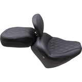 Mustang Standard Touring Solo Seat With Driver Backrest Black Diamond Stitch - 89740 For Indian 2022-2023