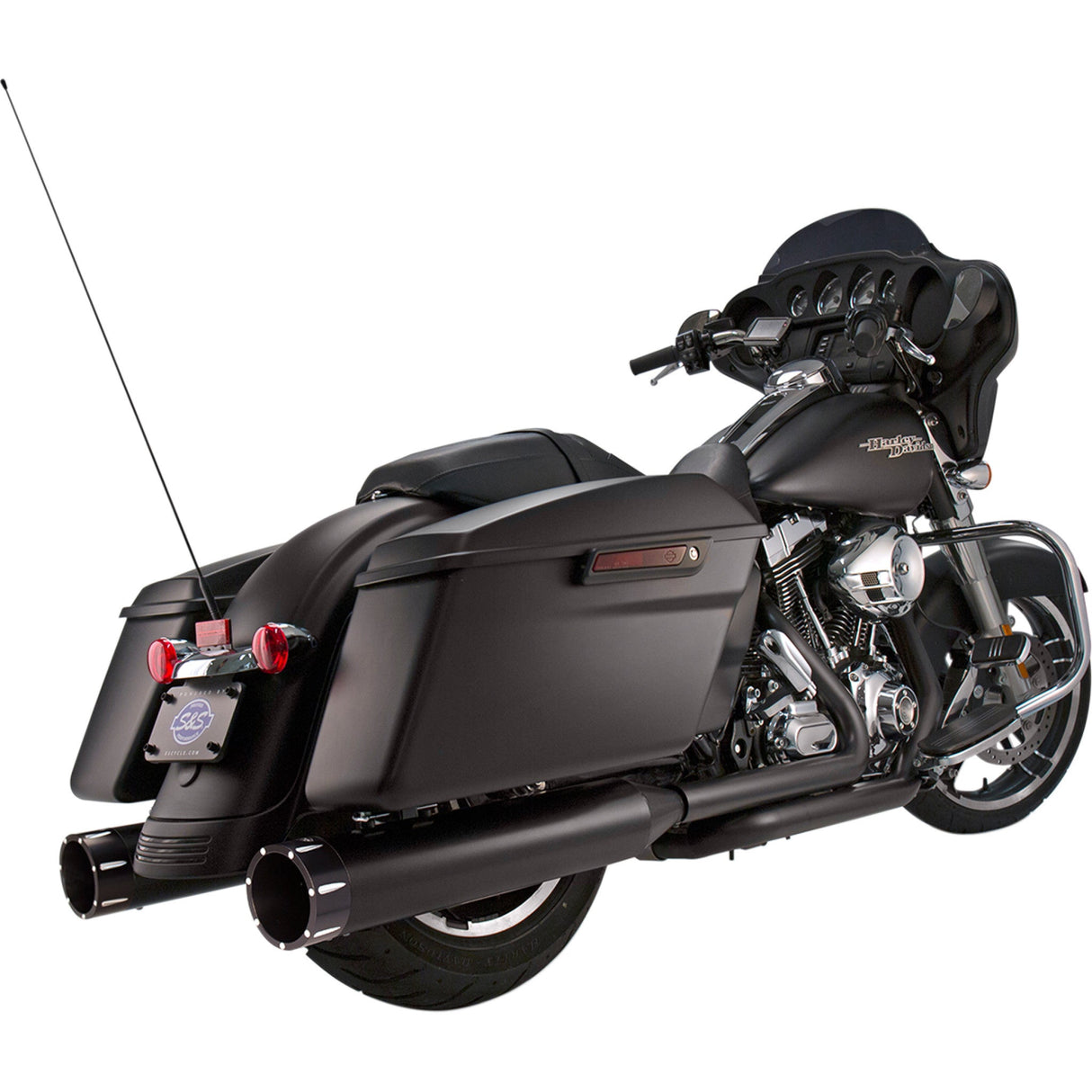 S&S Cycle 4-1/2" MK45 Performance Mufflers Black With Black Tracer - 550-0625 For Harley Touring 1995-2016