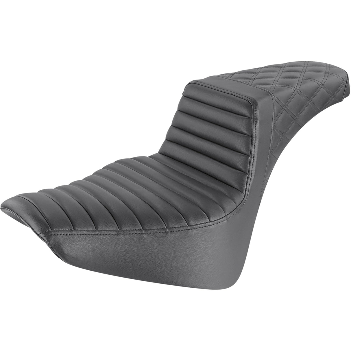 Saddlemen Step-Up Seat — Rear Lattice Stitch Front Tuck-N-Roll Black - 818-33-176 For Harley Softail 2018-2025