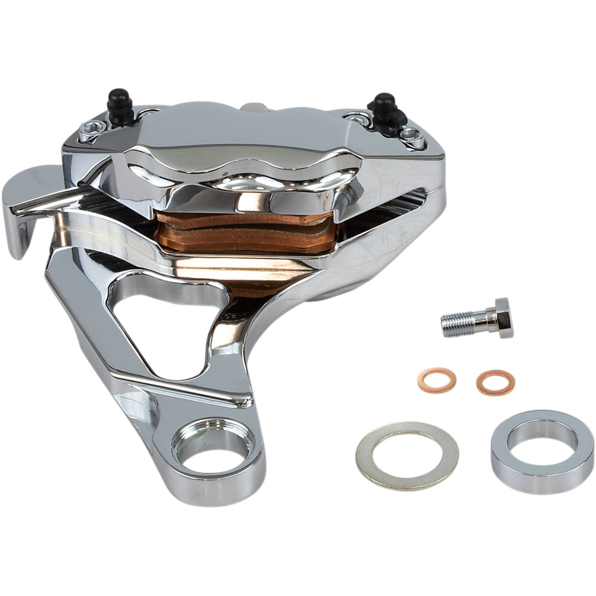 Hawg Halters 4-Piston Brake Caliper Rear Chrome - RKSTCC508A For Harley Softail 2008-2017
