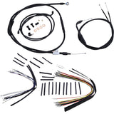 Burly Brand Complete Black Vinyl Handlebar Cable Line Kit For Ape Hangers 14" - B30-1012 For Harley Softail 2007-2010