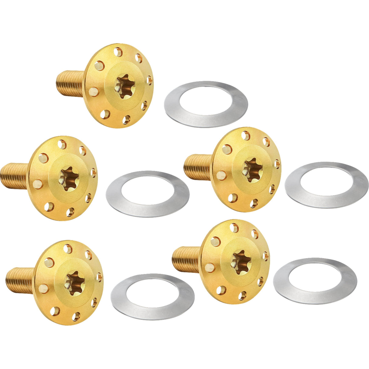 Arlen Ness Holeshot Front Floating Brake Rotor Bolt Kit Spoke Mount Gold 5 Pack - 300-922 For Harley Motorcycles 2002-2018